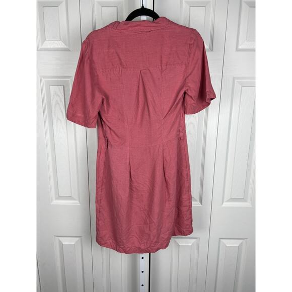 Free People Pink/Coral Short Sleeve Linen Wrap Dress size XS Preppy Minimalist - Picture 5 of 7
